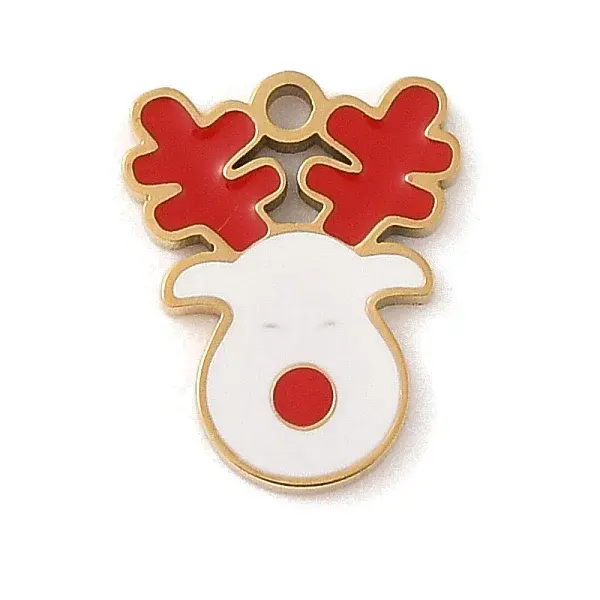 Christmas Theme Ion Plating(IP) 304 Stainless Steel Enamel Pendants