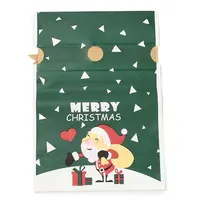 Christmas Santa Claus Plastic Packing Pouches Drawstring Bags