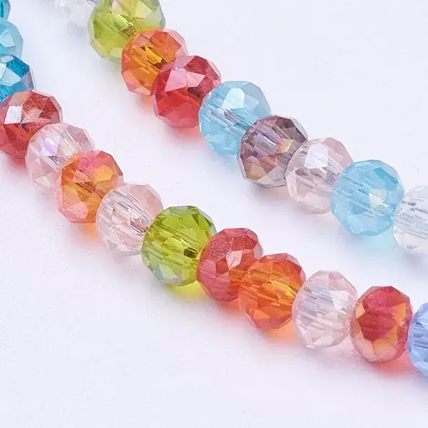 Mixed Electroplate Glass Faceted Rondelle Bead Strands