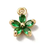 Brass Cubic Zirconia Flower Charms
