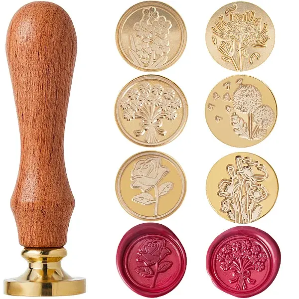 6 Styles Golden Tone Brass Wax Seal Stamp Head