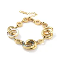 Ion Plating(IP) 304 Stainless Steel Interlocking Rings Link Bracelet