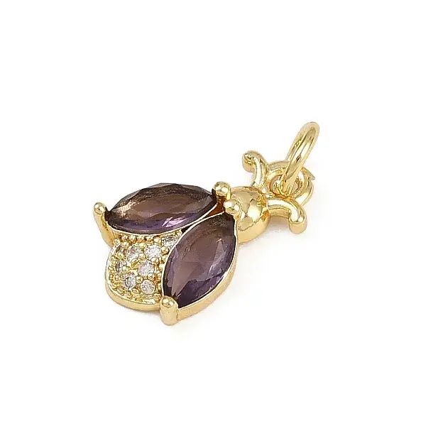 Brass Micro Pave Cubic Zirconia Charms