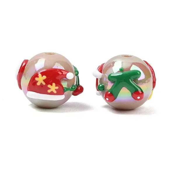 Christmas UV Plating Opaque  Acrylic Beads