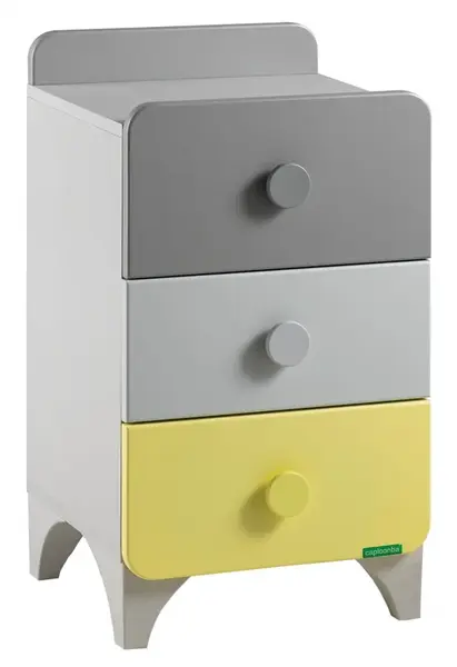 Komoda 3z raundo - šedá/žlutá