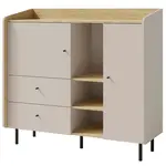 Kombinovaná komoda rudy - béžová/dub olejovaný