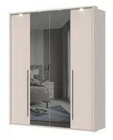Čtyřdvéřová šatní skříň se zrcadlem a led osvětlením baptiste – béžová