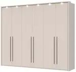 Šestidveřová šatní skříň s led osvětlením baptiste - béžová