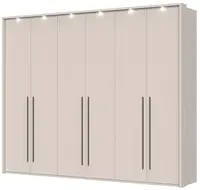 Šestidveřová šatní skříň s led osvětlením baptiste - béžová