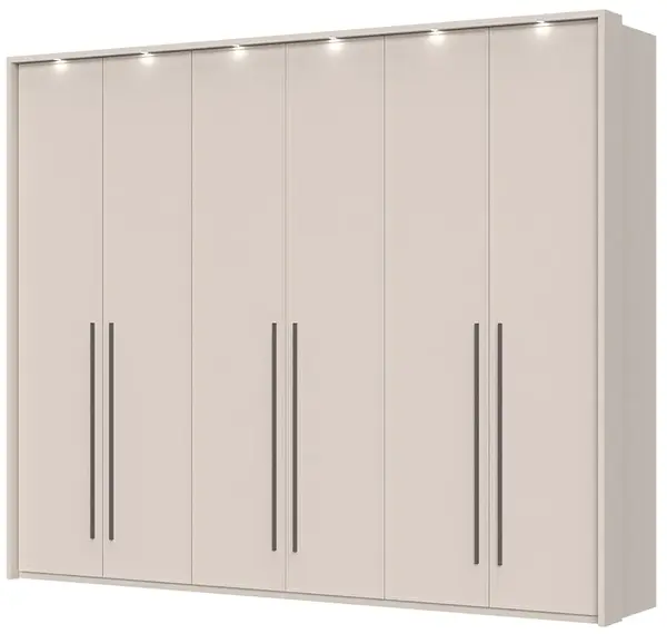 Šestidveřová šatní skříň s led osvětlením baptiste - béžová
