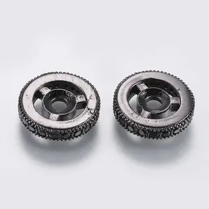 Brass Micro Pave Cubic Zirconia Beads