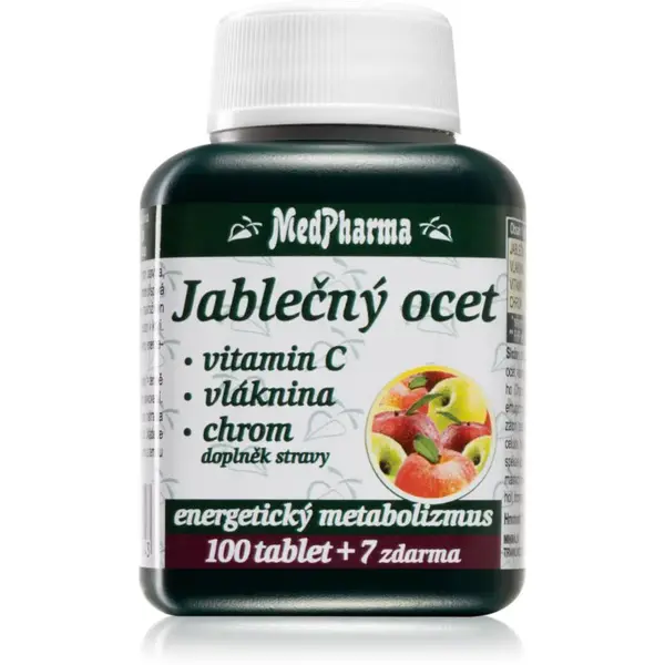 MedPharma Jablečný ocet + vláknina + vitamin C + chrom tablety pro podporu metabolismu 107 tbl