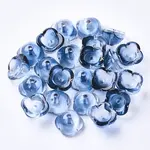 4-Petal Two Tone Transparent Spray Painted Glass Bead Caps