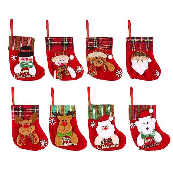 8Pcs Cloth Christmas Stockings Sets