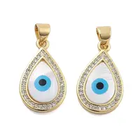 Brass Pave Cubic Zirconia With Shell And Enamel Pendants