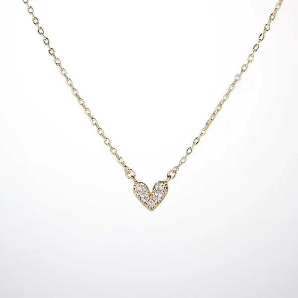 Golden Brass Heart Pendant Necklace for Women