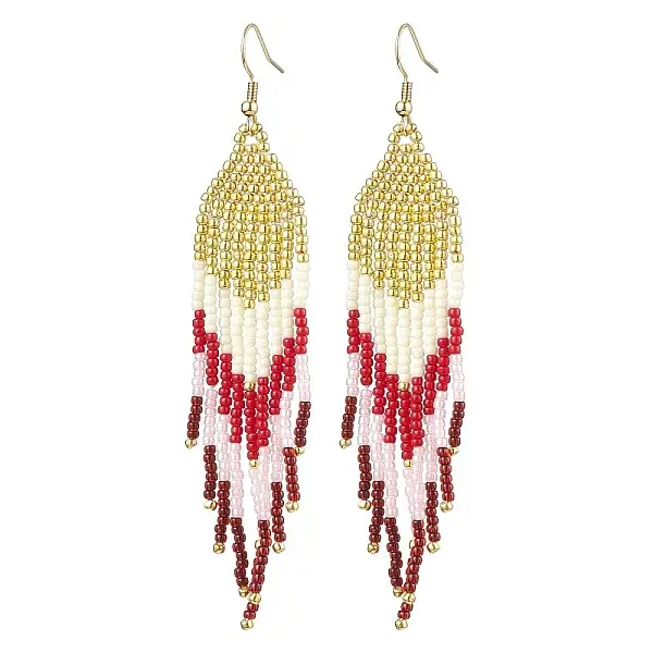 Bohemian Style TOHO Round Seed Tassel Dangle Earrings