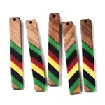 Jamaican Colour Epoxy Resin & Walnut Wood Pendants