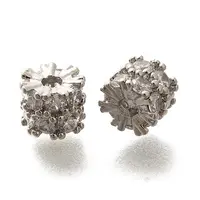 Rack Plating Brass Micro Pave Clear Cubic Zirconia Beads