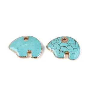 Dyed Synthetic Turquoise Zuni Bear Pendants