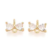 Brass Pave Clear Cubic Zirconia Connector Charms