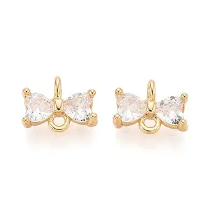 Brass Pave Clear Cubic Zirconia Connector Charms