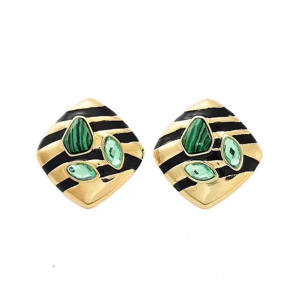 Synthetic Malachite Stud Earrings