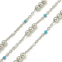 Brass Enamel Round Beaded Link Chain