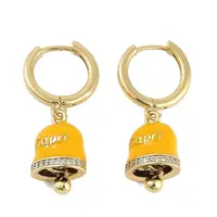 Bell Brass & Enamel Hoop Earrings for Women