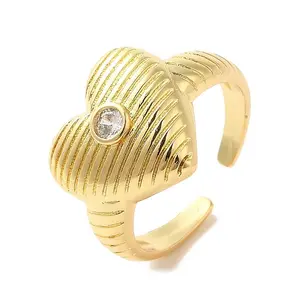 Brass Micro Pave Cubic Zirconia Solitaire Ring