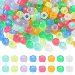 200Pcs 8 Colors Transparent & Luminous Plastic Beads