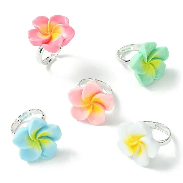 Plumeria Flower Resin Finger Ring