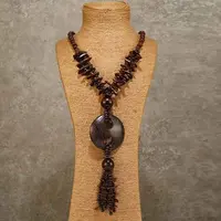 Bohemian Style Natural Coconut Beaded Pendant Tassel Necklaces for Women