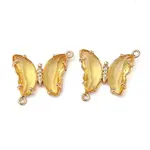 Brass Pave Faceted Glass Connector Charms