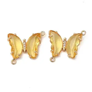 Brass Pave Faceted Glass Connector Charms