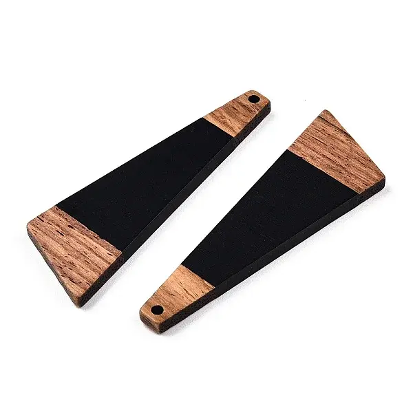 Opaque Resin & Walnut Wood Big Pendants