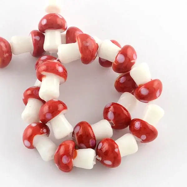 Mushroom Handmade Lampwork Beads Strands