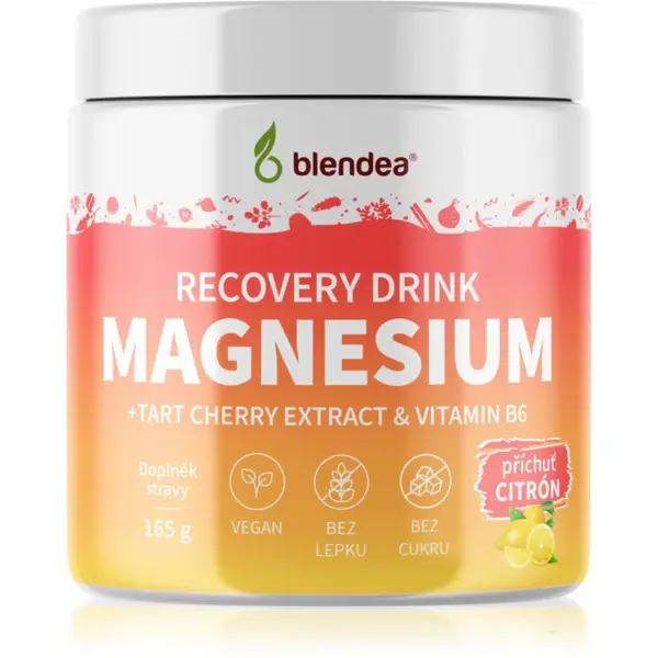 Blendea Magnesium Recovery Drink rozpustný nápoj na zníženie únavy, kvalitný spánok a elektrolytickú rovnováhu príchuť Lemon 165 g