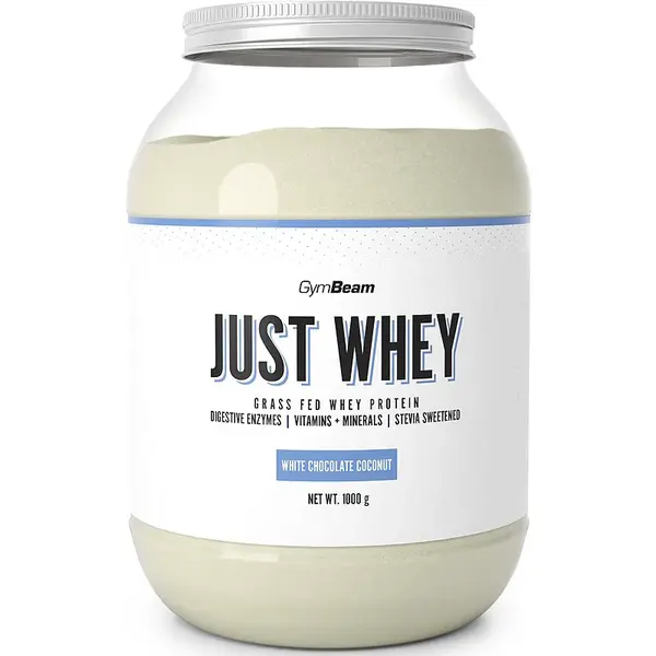 GymBeam Just Whey srvátkový proteín s tráviacimi enzýmami príchuť White Chocolate & Coconut 1000 g