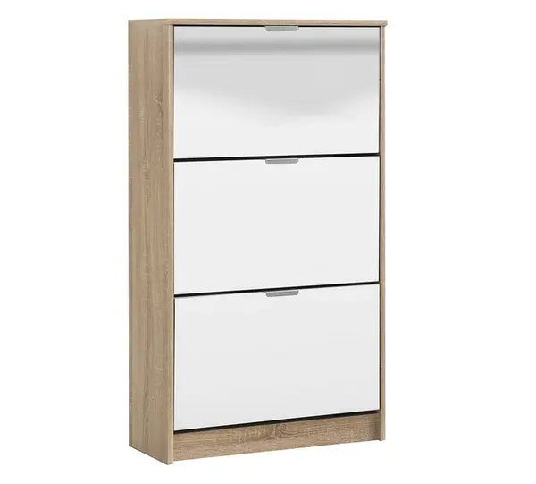 Výklopný botník 3-dvířkový se zrcadlem vincent - dub sonoma