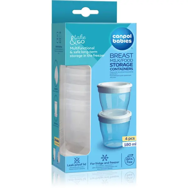 Canpol babies Storage Containers zásobníky k uchovávání pokrmů s víčkem 4x180 ml