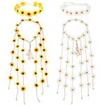 4Pcs 4 Styles Cloth Flower Hippie Headband Floral Crown
