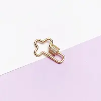 925 Sterling Silver Micro Pave Clear Cubic Zirconia Locking Carabiner Clasps