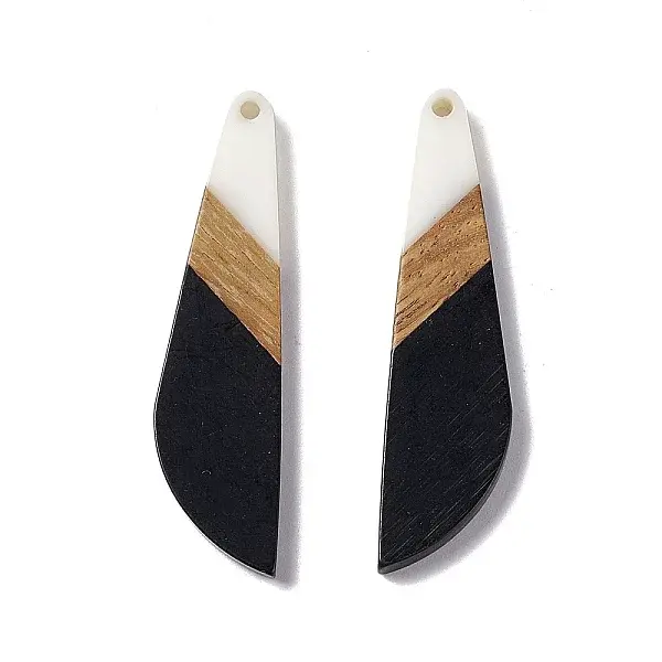 Opaque Resin & Walnut Wood Big Pendants