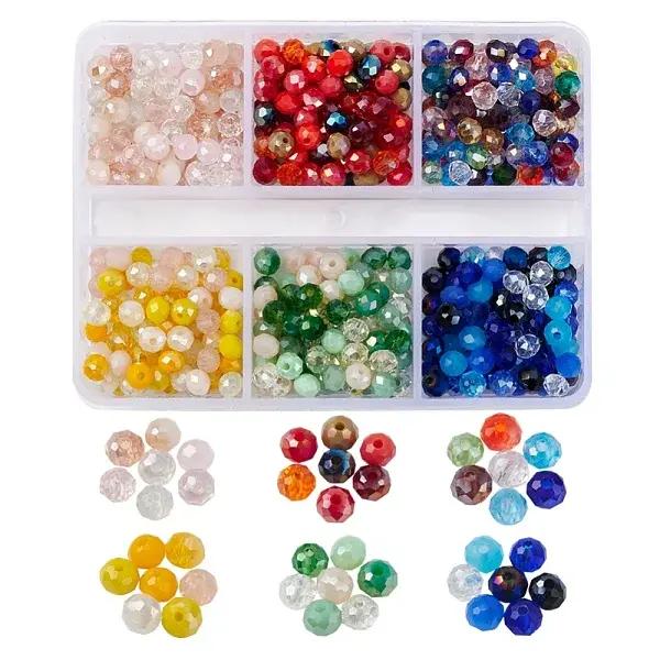 660Pcs 6 Style Electroplate Glass Beads Strands
