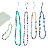 4Pcs 4 Style Round Acrylic Beads & Natural Gemstone Phone Hand Strap Chains
