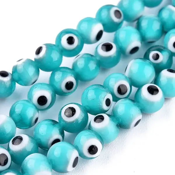 Handmade Evil Eye Lampwork Round Bead Strands
