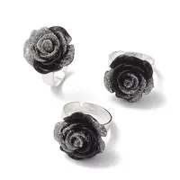Glitter Powder Rose Resin Finger Rings