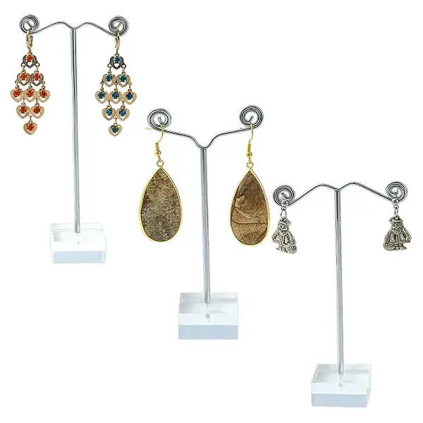 3Pcs T Bar Earring Organic Glass Displays Sets