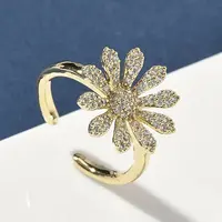 Brass Micro Pave Cubic Zirconia Cuff Open Rings